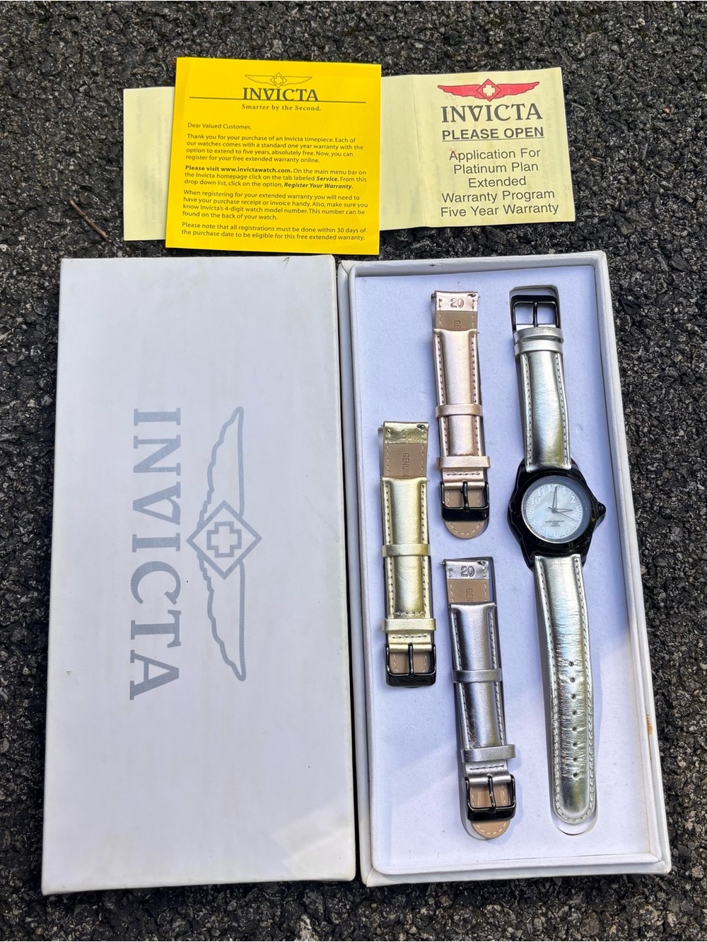 Invicta Interchangeable Watch Bands (Rose, Gold, Pewter) + FREE Watch & Box